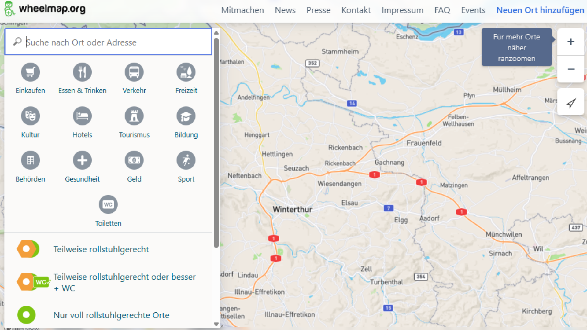 Wheelmap- barrierefreire Orte