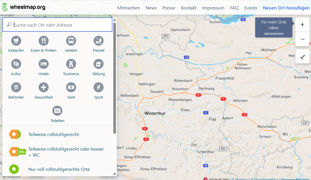 Wheelmap- barrierefreire Orte