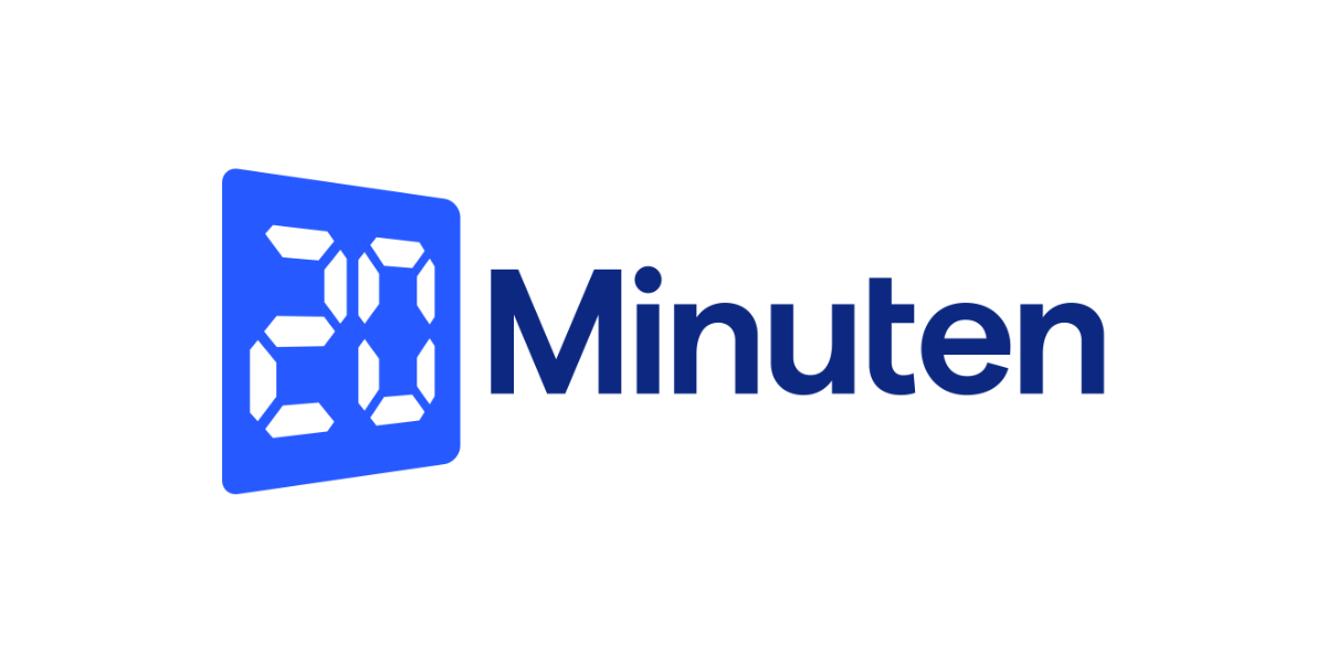 Logo der Schweizer Zeitung 20 Minuten mit blauer Digitalziffer 20
