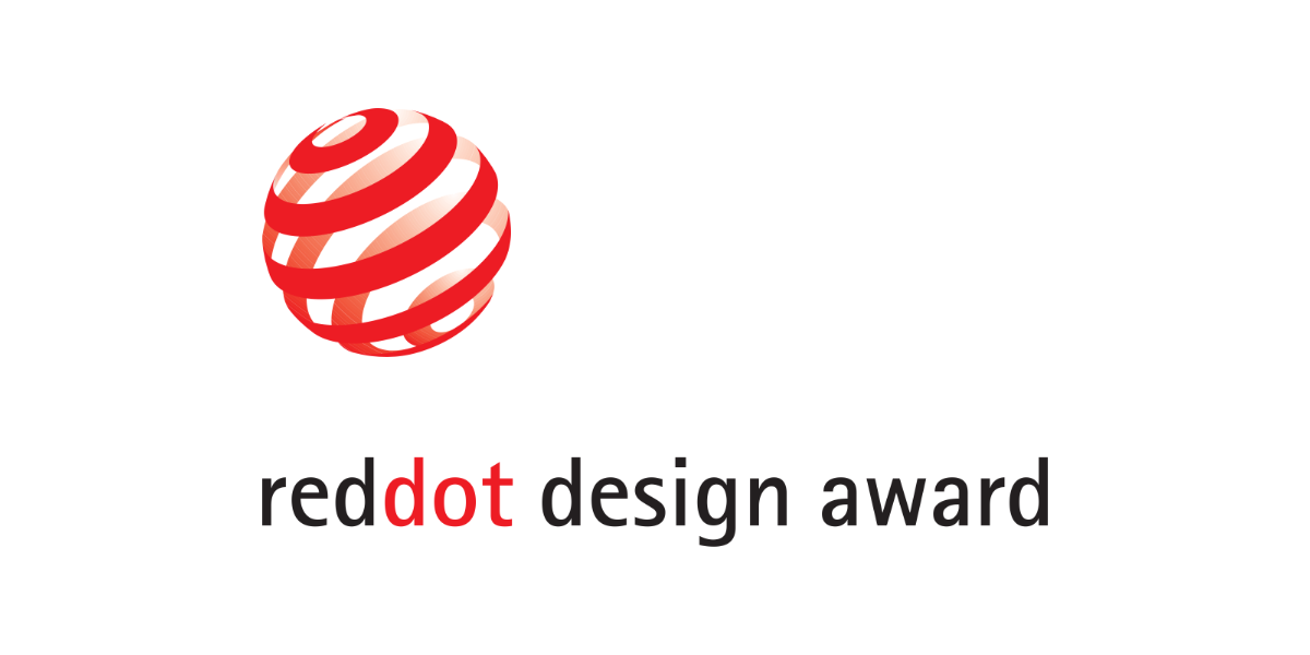 Logo des Red Dot Design Award mit rot-weiss gestreifter Kugel