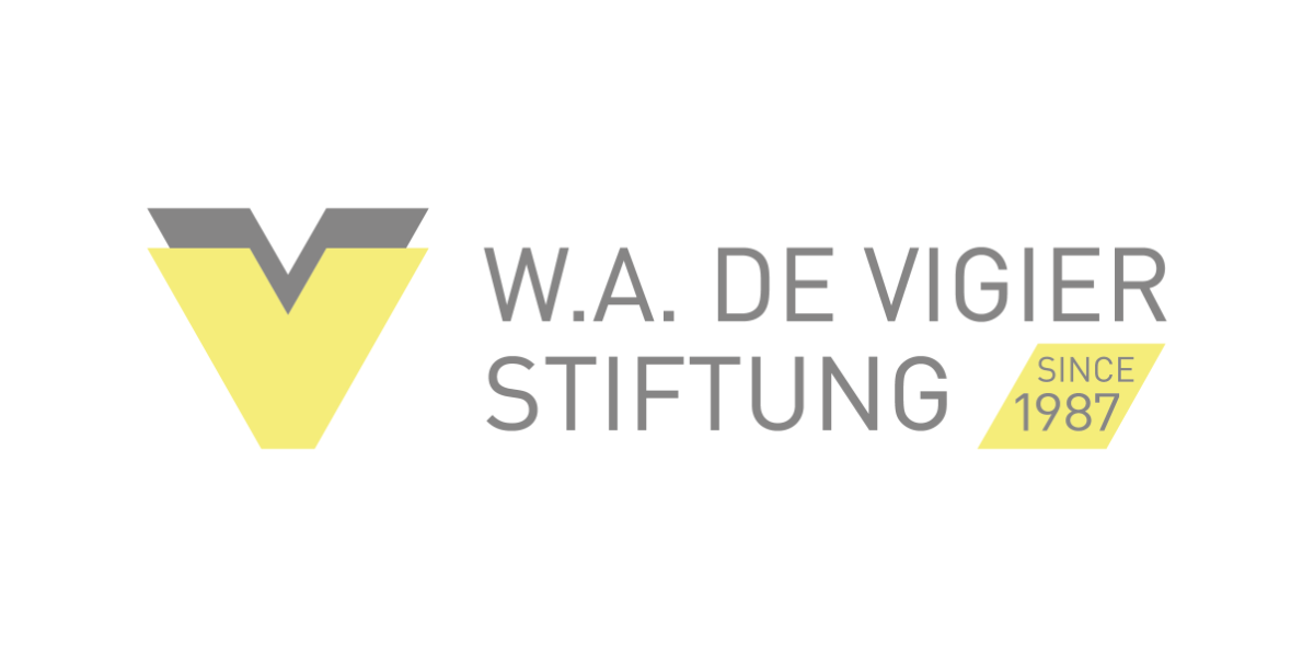 Logo der W.A. de Vigier Stiftung mit gelbem V-Emblem, seit 1987